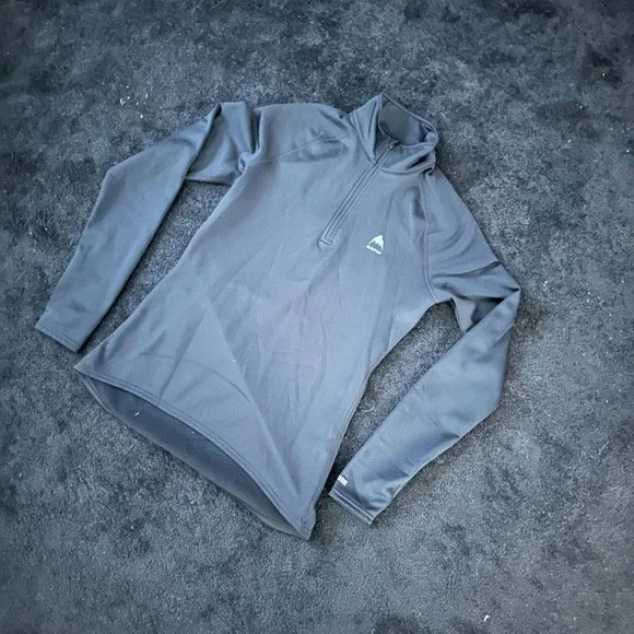 Burton Shirt Women Small WB EXPDTN 1/4 ZIP Gray Dryride Base Layer Polyester - Picture 2 of 11
